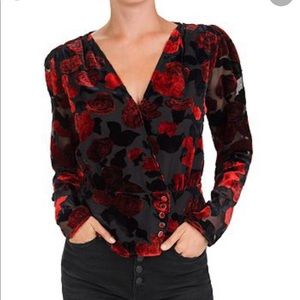Painted Rose Burnout Velvet Top